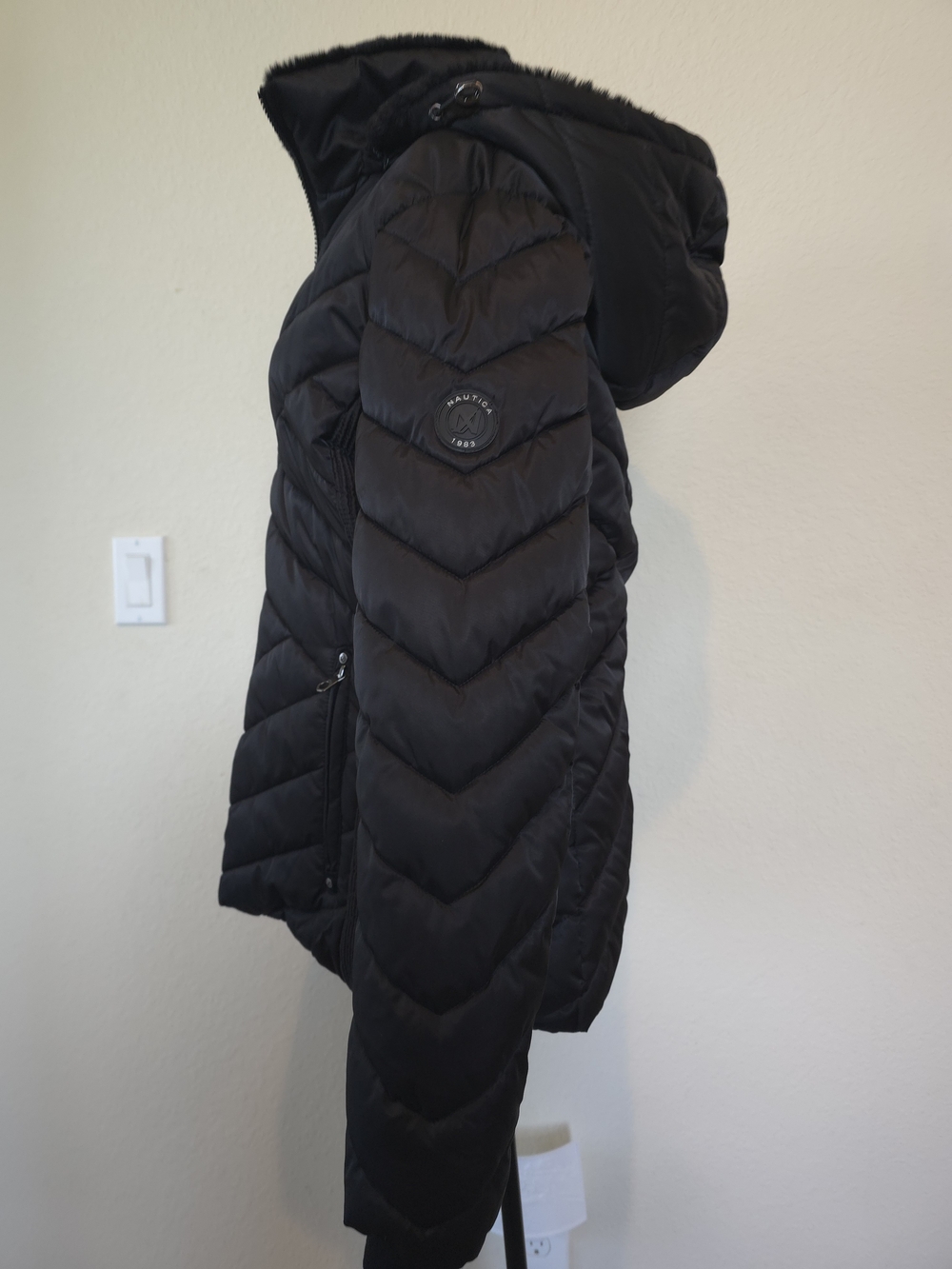Nautica Black Quilted Hooded Puffer Jacket Sz S - Picture 2 of 7